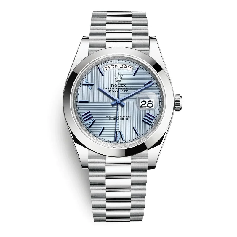 Rolex Day Date 40mm - Ref: 228206-0001 - Ice Blue Quadrant Motif Roman Dial, Platinum President Bracelet Men's Watch-Rolex Datejust 116334 Silver Dial Watch