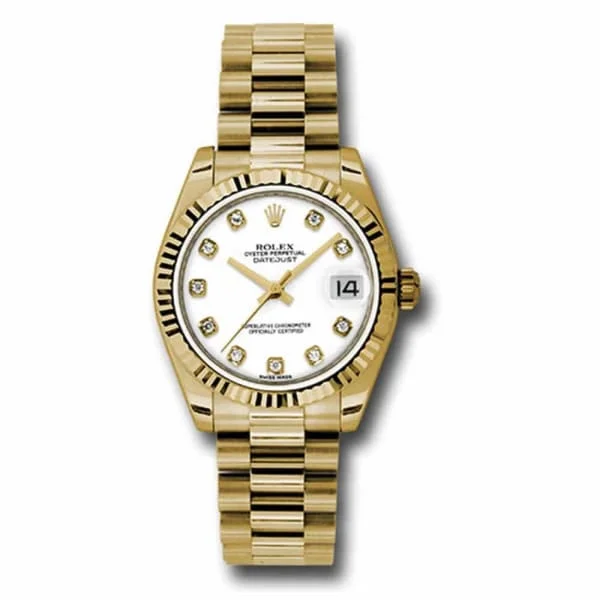 Rolex Datejust 31mm - Ref: 178278 wdp - White Dial, 18K Yellow Gold President Bracelet Women's Watch-Rolex Explorer I Watch