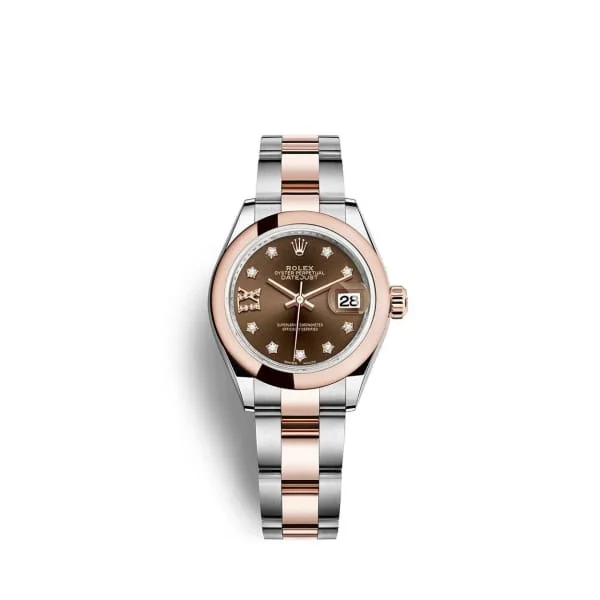 Rolex Lady-Datejust 28mm - Ref: 279161-0004 - Chocolate Diamond Dial, Two Tone Stainless Steel & 18K Rose Gold Oyster Bracelet Women's Watch-Rolex Submariner Green Dial Watch