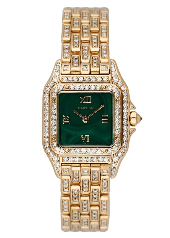 Cartier Panthere WF3072FF Diamond Malachite Dial Ladies Watch-Cartier Panthère de Cartier Medium Gold Watch