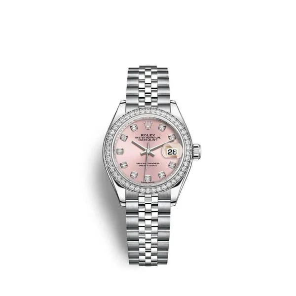 Rolex Lady-Datejust 28mm - Ref: 279384rbr-0003 - Pink Diamond Dial & Diamond Bezel, Stainless Steel Jubilee Bracelet Women's Watch-Rolex Submariner 116613LN Watch