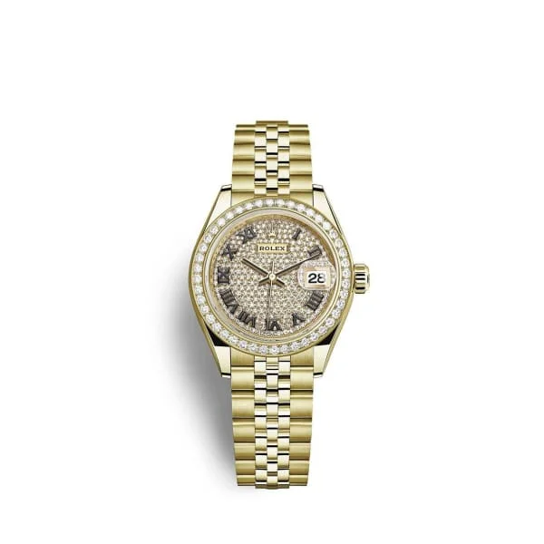 Rolex Lady Datejust 28mm - Ref: 279138rbr-0030 - Diamond Pave Dial, 18K Yellow Gold Jubilee Bracelet Women's Watch-Rolex Datejust 116200 Watch