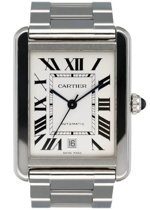 Cartier Tank Solo XL W5200028 Stainless Steel Mens Watch With Papers-Cartier Santos 100 Chronograph Watch