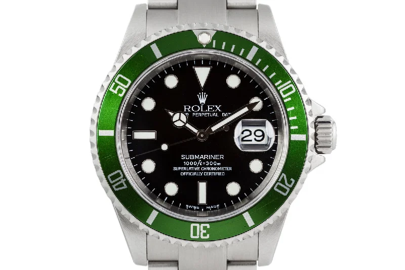 2003 Rolex Submariner 16610LV Green Bezel with Box and Papers-Rolex Datejust 116200 Silver Dial Watch