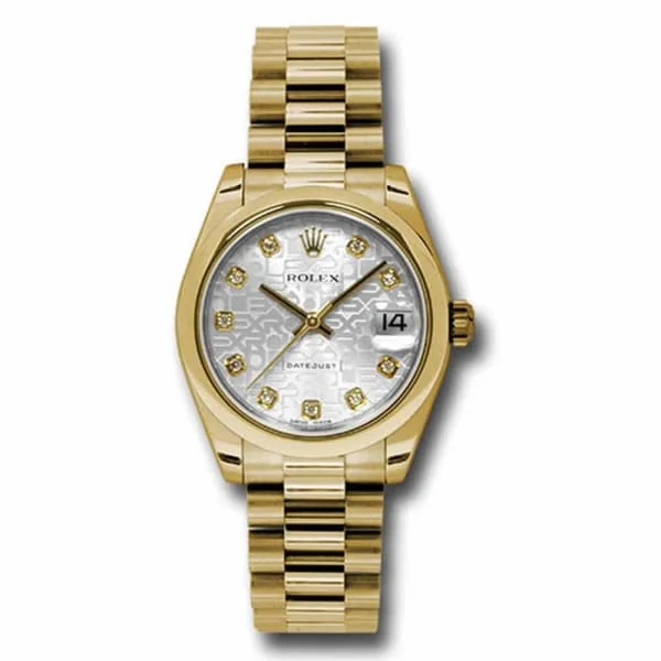 Rolex Datejust 31mm - Ref: 178248 sjdp - Silver Jubilee Dial, 18K Yellow Gold President Bracelet Women's Watch-Rolex Yacht-Master II Watch