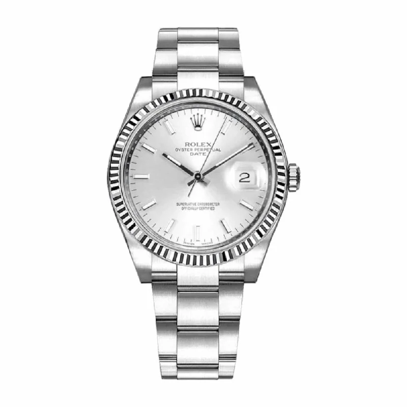 Rolex Date 34mm - Ref: 115234-0005 - Silver Index Dial, Stainless Steel Oyster Bracelet Watch-Rolex Submariner 126610LN Watch