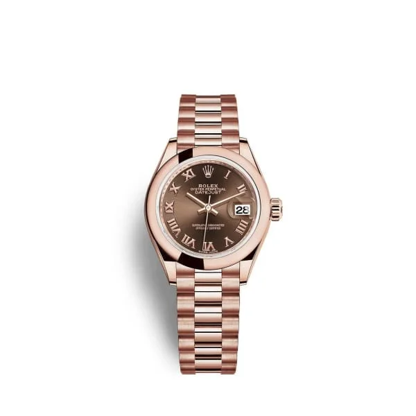 Rolex Lady Datejust 28mm - Ref: 279165-0013 - Chocolate Dial, 18K Rose Gold President Bracelet Women's Watch-Rolex Yacht-Master 40mm Diamond Dial Watch