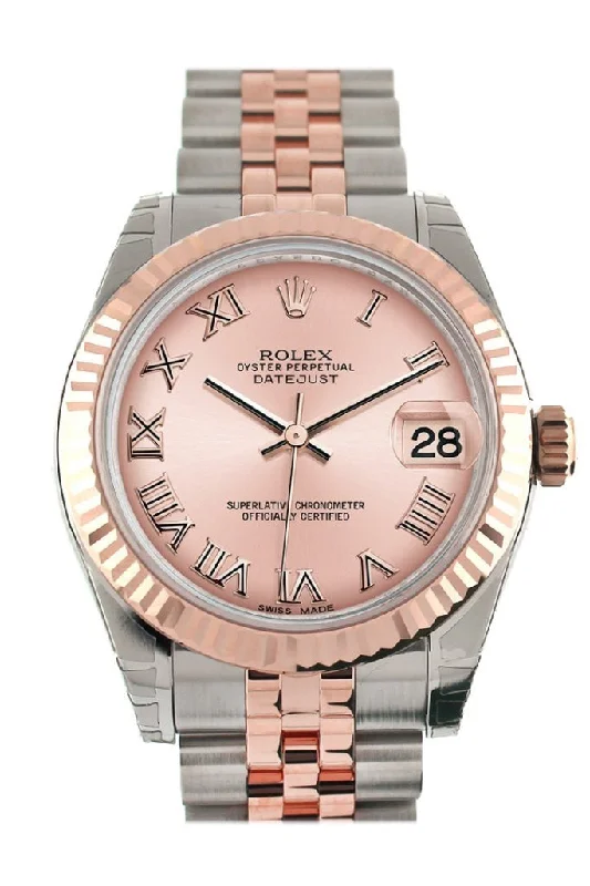 Rolex Datejust 31 Pink Roman Dial Dome set with Fluted Bezel Ladies Watch 178271 Pre-owned-Rolex Cosmograph Daytona Ceramic Bezel Watch