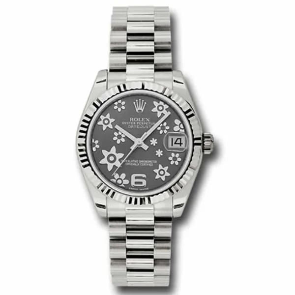 Rolex Datejust 31mm - Ref: 178279 rfp - Rhodium Grey Dial, 18K White Gold President Bracelet Women's Watch-Rolex Datejust 36mm Pink Dial Watch