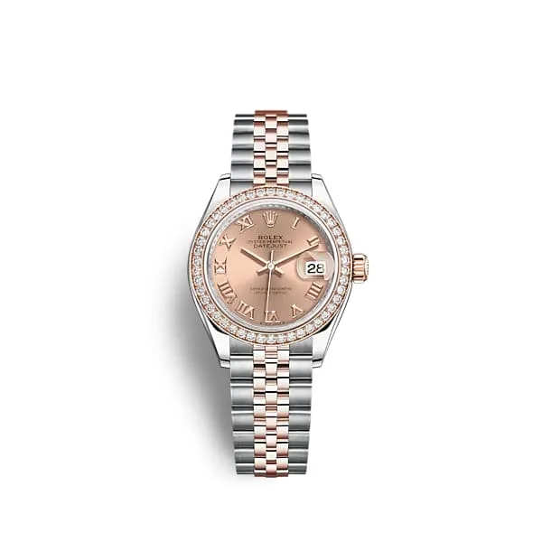 Rolex Lady-Datejust 28mm - Ref: 279381rbr-0025 - Rose Roman Dial & Diamond Bezel, Two Tone Stainless Steel & 18K Rose Gold Jubilee Bracelet Women's Watch-Rolex Explorer 42mm Watch