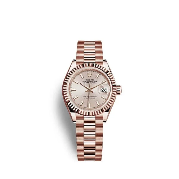 Rolex Lady Datejust 28mm - Ref: 279175-0001 - Sundust Dial, 18K Rose Gold President Bracelet Women's Watch-Rolex Submariner 114060 No Date Black Dial Watch