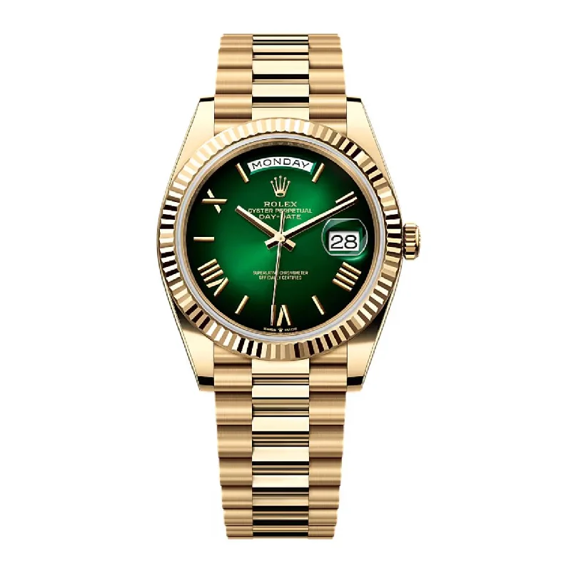 2024 Release Rolex Day-Date 40mm - Ref: 228238-0069 - Green Ombre Dial, 18k Yellow Gold Presidential Bracelet Watch-Rolex Day-Date Platinum Watch