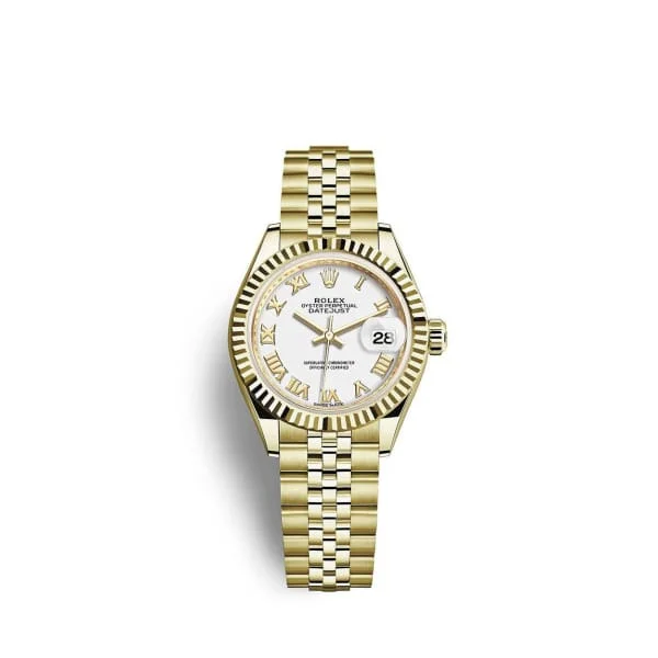 Rolex Lady-Datejust 28mm - Ref: 279178-0030 - White Roman Dial, 18K Yellow Gold Jubilee Bracelet Women's Watch-Rolex Day-Date 40mm White Gold Watch