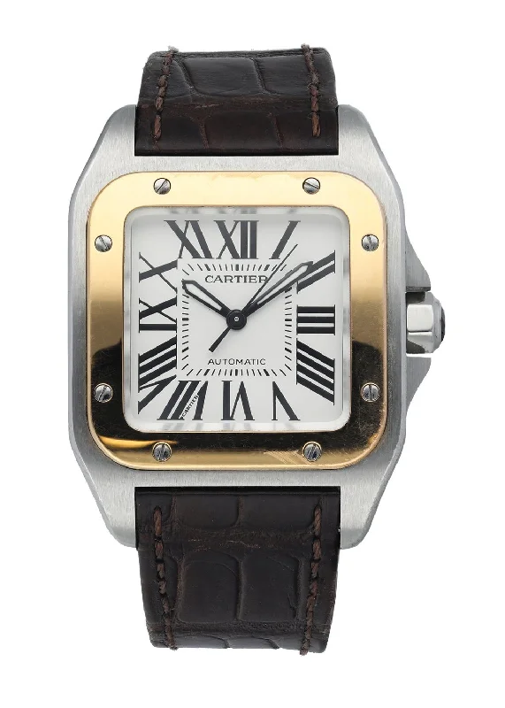 Cartier Santos 100 Stainless Steel 2878 Midsize Automatic Watch-Cartier Panthère Watch Gold