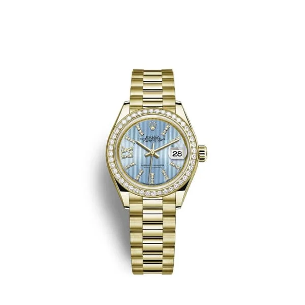 Rolex Lady Datejust 28mm - Ref: 279138rbr-0008 - Blue Dial, 18K Yellow Gold President Bracelet Women's Watch-Rolex Explorer 40mm Watch