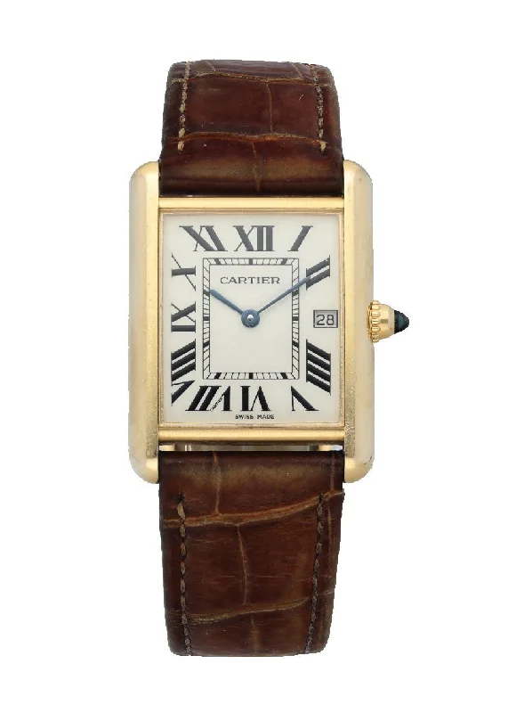 Cartier Tank Louis 2441 18K Yellow Gold Men's Watch-Cartier Love Ring with Diamonds