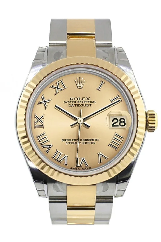 Rolex Datejust 31 Champagne Roman Dial Fluted Bezel 18K Gold Two Tone Ladies 178273 Pre-owned-Rolex Daytona 18k Gold Watch