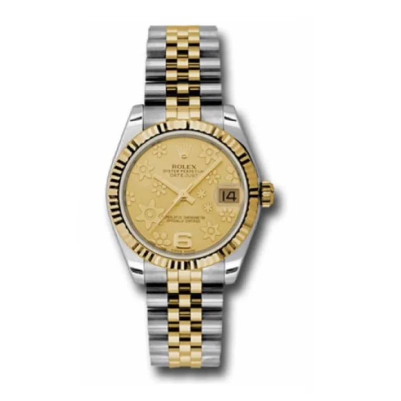 Rolex Datejust 31mm - Ref: 178273 chfj - Champagne Floral Motif Dial, Two Tone Stainless Steel & 18K Yellow Gold Jubilee Bracelet Women's Watch-Rolex Daytona 116519LN Watch