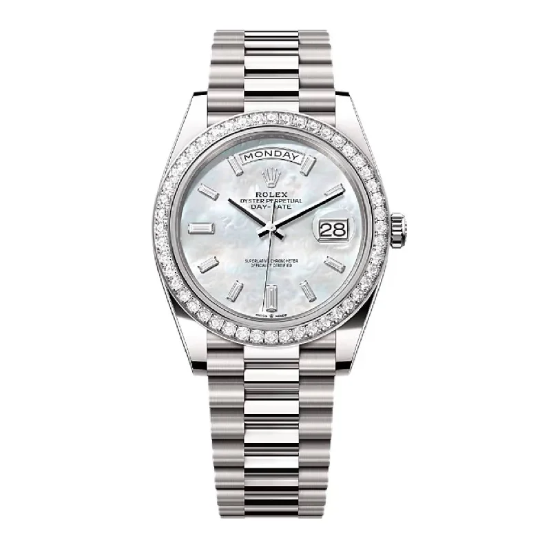 Introducing the 2024 Rolex Day-Date 40mm Ref: 228349rbr-0046 in 18k white gold presidential bracelet, white mother of pearl diamond dial. View it now!-Rolex Milgauss 116400GV Watch