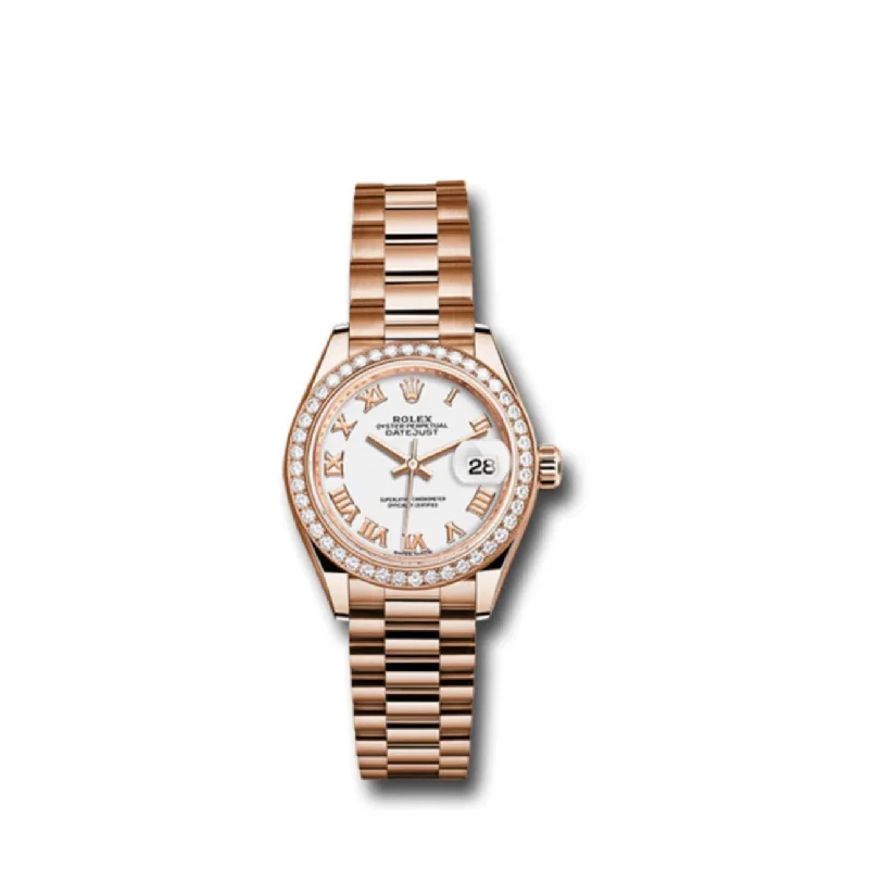 Rolex Lady Datejust 28mm - Ref: 279135rbr wrp - White Dial, 18K Rose Gold Oyster Bracelet Women's Watch-Rolex Day-Date President Watch