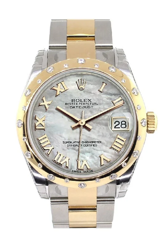 Rolex Datejust 31 Mother of Pearl Roman Dial Diamond Bezel 18K Gold Two Tone Ladies 178343 Pre-owned-Rolex Datejust Women’s Watch