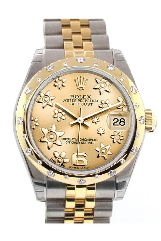 Rolex Datejust 31 Champagne Floral Motif Roman Dial Diamond Bezel 18K Gold Two Tone Jubilee Ladies 178343 Pre-owned-Rolex Cosmograph Daytona 116500LN Black Dial Watch