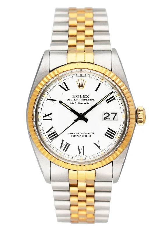 Rolex Datejust 16013 White Buckley Dial Two Tone Mens Watch-Rolex Explorer I Watch