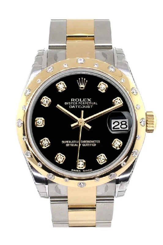 Rolex Datejust 31 Black Diamond Dial Diamond Bezel 18K Gold Two Tone Ladies 178343 Pre-owned-Rolex Submariner 116618LB Yellow Gold Watch