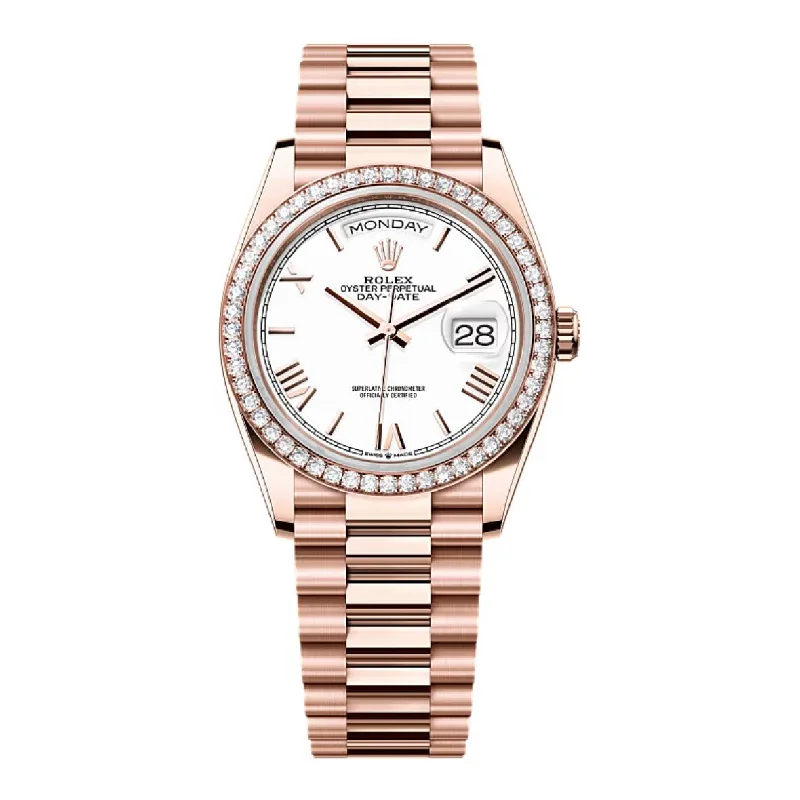 2024 Release Rolex Day-Date 36 mm | 18k Everose gold President bracelet | White dial Diamond bezel | Men's Watch 128345RBR-Rolex Explorer 42mm Polar Dial Watch