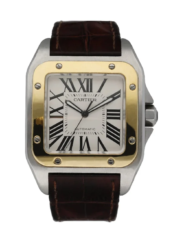 Cartier Santos 100 2656 Stainless Steel Automatic Men's Watch-Cartier Panthère Diamond Bracelet