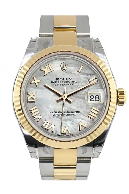 Rolex Datejust 31 Mother of Pearl Roman Dial Fluted Bezel 18K Gold Two Tone Ladies 178273 Pre-owned-Rolex Yacht-Master II Watch