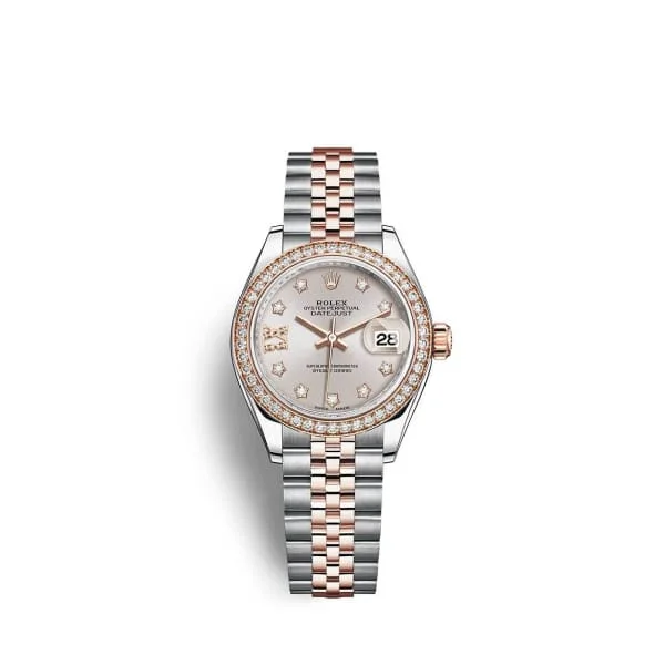 Rolex Lady-Datejust 28mm - Ref: 279381rbr-0019 - Sundust Diamond Dial & Diamond Bezel, Two Tone Stainless Steel & 18K Rose Gold Jubilee Bracelet Women's Watch-Rolex Cosmograph Daytona Ceramic Bezel Watch