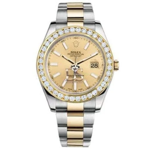 Rolex Datejust II 41mm - Ref: 116300CSODB - Champagne Stick Dial & Diamond Bezel, Two Tone Stainless Steel & 18K Yellow Gold Oyster Bracelet Men's Watch-Rolex GMT-Master II 126711CHNR Watch