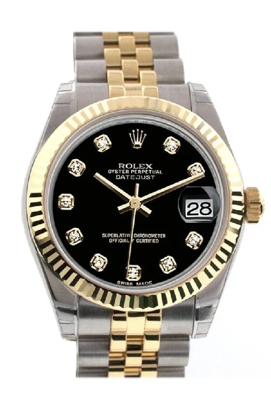 Rolex Datejust 31 Black Diamond Dial Fluted Bezel 18K Gold Two Tone Jubilee Ladies 178273 Pre-owned-Rolex Milgauss Men’s Watch