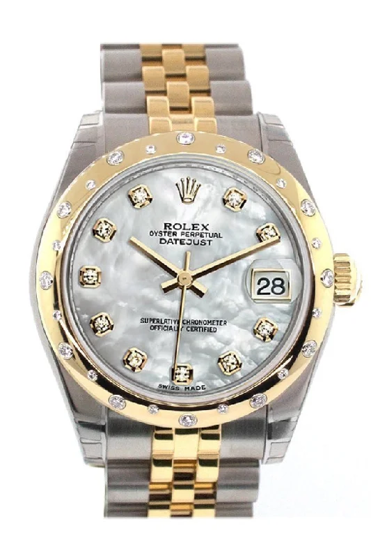 Rolex Datejust 31 Mother of Pearl Diamonds Dial Diamond Bezel 18K Gold Two Tone Jubilee Ladies 178343 Pre-owned-Rolex Datejust 41mm Green Dial Watch