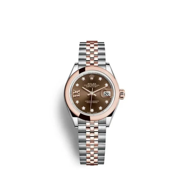 Rolex Lady-Datejust 28mm - Ref: 279161-0003 - Chocolate Diamond Dial, Two Tone Stainless Steel & 18K Rose Gold Jubilee Bracelet Women's Watch-Rolex Cosmograph Daytona Gold Watch