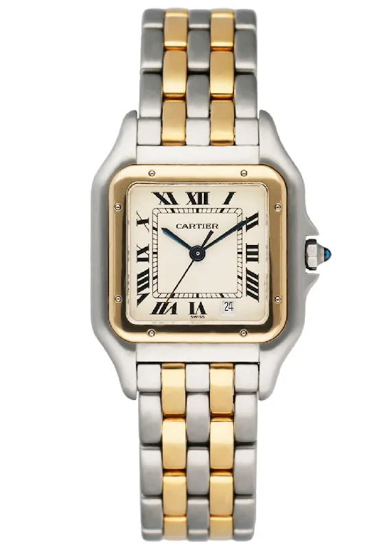 Cartier Panthere W25028B6 Midsize Two Tone Ladies Watch-Cartier Tank Watch with Diamond Dial