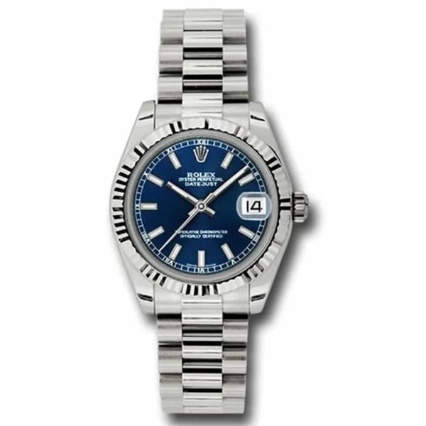 Rolex Datejust 31mm - Ref: 178279 blip - Blue Dial, 18K White Gold President Bracelet Women's Watch-Rolex Datejust Women’s Watch