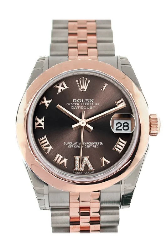 Rolex Datejust 31 Chocolate Roman Large VI set with Diamond Dial 18K Rose Gold Two Tone Jubilee Ladies Watch 178241-Rolex Explorer II 42mm Watch