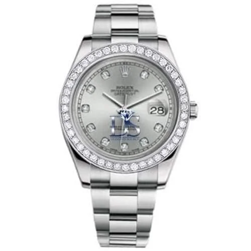 Rolex Datejust II 41mm - Ref: 116300SDDB - Silver Diamond Dial & Diamond Bezel, Stainless Steel Oyster Bracelet Men's Watch-Rolex Datejust 116334 Silver Dial Watch