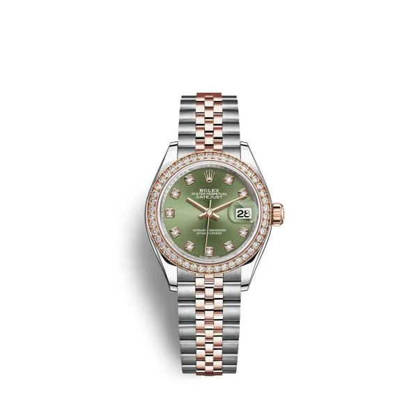 Rolex Lady-Datejust 28mm - Ref: 279381rbr-0007 - Olive Green Diamond Dial & Diamond Bezel, Two Tone Stainless Steel & 18K Rose Gold Jubilee Bracelet Women's Watch-Rolex Datejust 116234 Watch