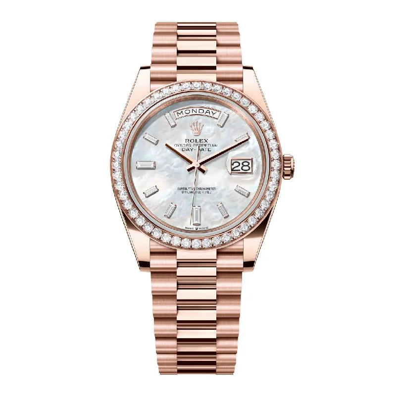 2024 Release Rolex Day-Date 40 mm | 18k Everose gold President bracelet | White mother-of-pearl Diamond dial Diamond bezel | Men's Watch 228345RBR-Rolex Submariner 116613LB Two-Tone Watch