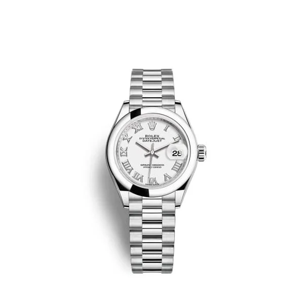 Rolex Lady-Datejust 28mm - Ref: 279166-0013 - White Roman Dial, Platinum President Bracelet Women's Watch-Rolex Explorer 39mm Black Dial Watch