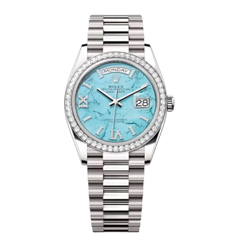 Rolex Day Date 36mm - Ref: 128349RBR - Tiffany Blue Turquoise Diamond Dial & Diamond Bezel, 18K White Gold President Bracelet Watch-Rolex GMT-Master II 126710 Watch