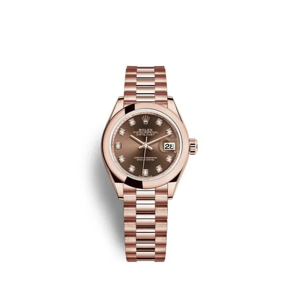 Rolex Lady Datejust 28mm - Ref: 279165-0015 - Chocolate Dial, 18K Rose Gold President Bracelet Women's Watch-Rolex Datejust 116200 Silver Dial Watch