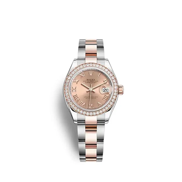 Rolex Lady-Datejust 28mm - Ref: 279381rbr-0026 - Rose Roman Dial & Diamond Bezel, Two Tone Stainless Steel & 18K Rose Gold Oyster Bracelet Women's Watch-Rolex Datejust 116200 Silver Dial Watch