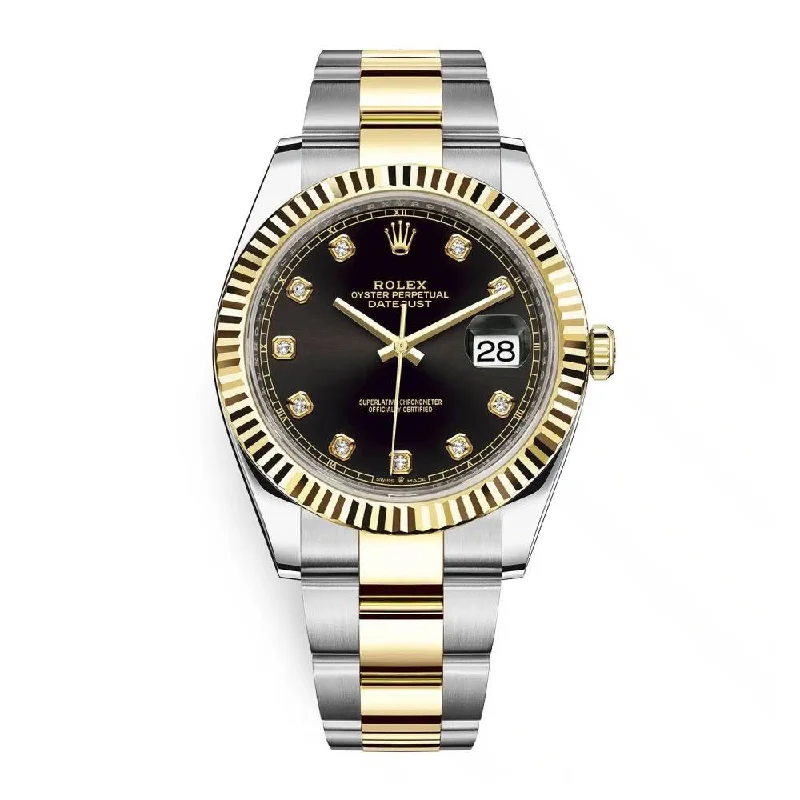 Rolex Datejust 41mm - Ref: 126333-0005 - Black Diamond Dial, Two Tone Stainless Steel & 18K Yellow Gold Oyster Bracelet Men's Watch-Rolex Daytona 116509 Watch