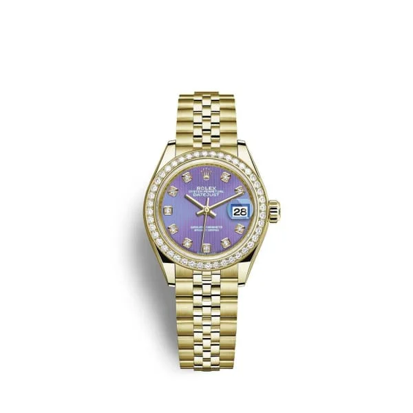 Rolex Lady Datejust 28mm - Ref: 279138rbr-0028 - Purple Dial, 18K Yellow Gold Jubilee Bracelet Women's Watch-Rolex Yacht-Master II Watch