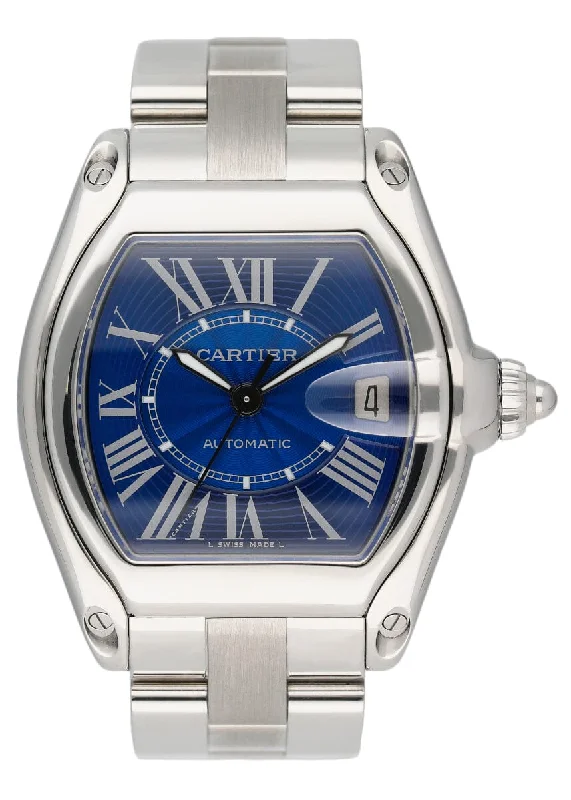 Cartier Roadster W62025V3 Blue Enamel Dial Steel Mens Watch-Cartier Ballon Bleu 36mm Watch with Diamonds