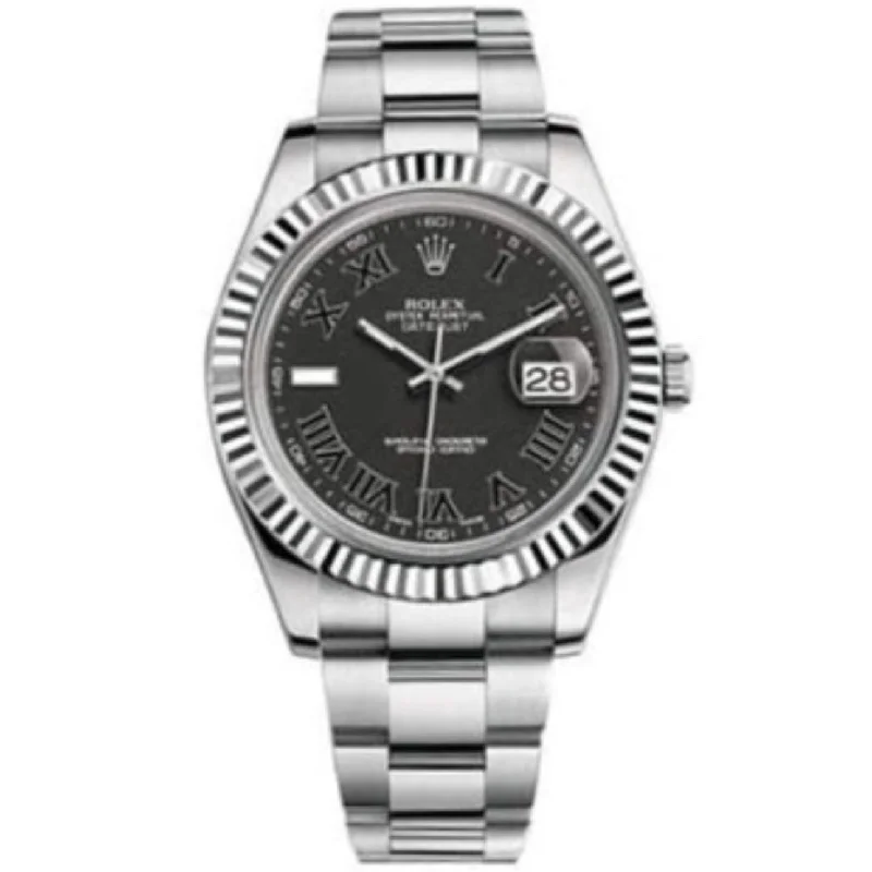 Rolex Datejust II 41mm - Ref: 116334 bkro - Black Dial, Stainless Steel Oyster Bracelet Men's Watch-Rolex Datejust 31mm Jubilee Bracelet Watch